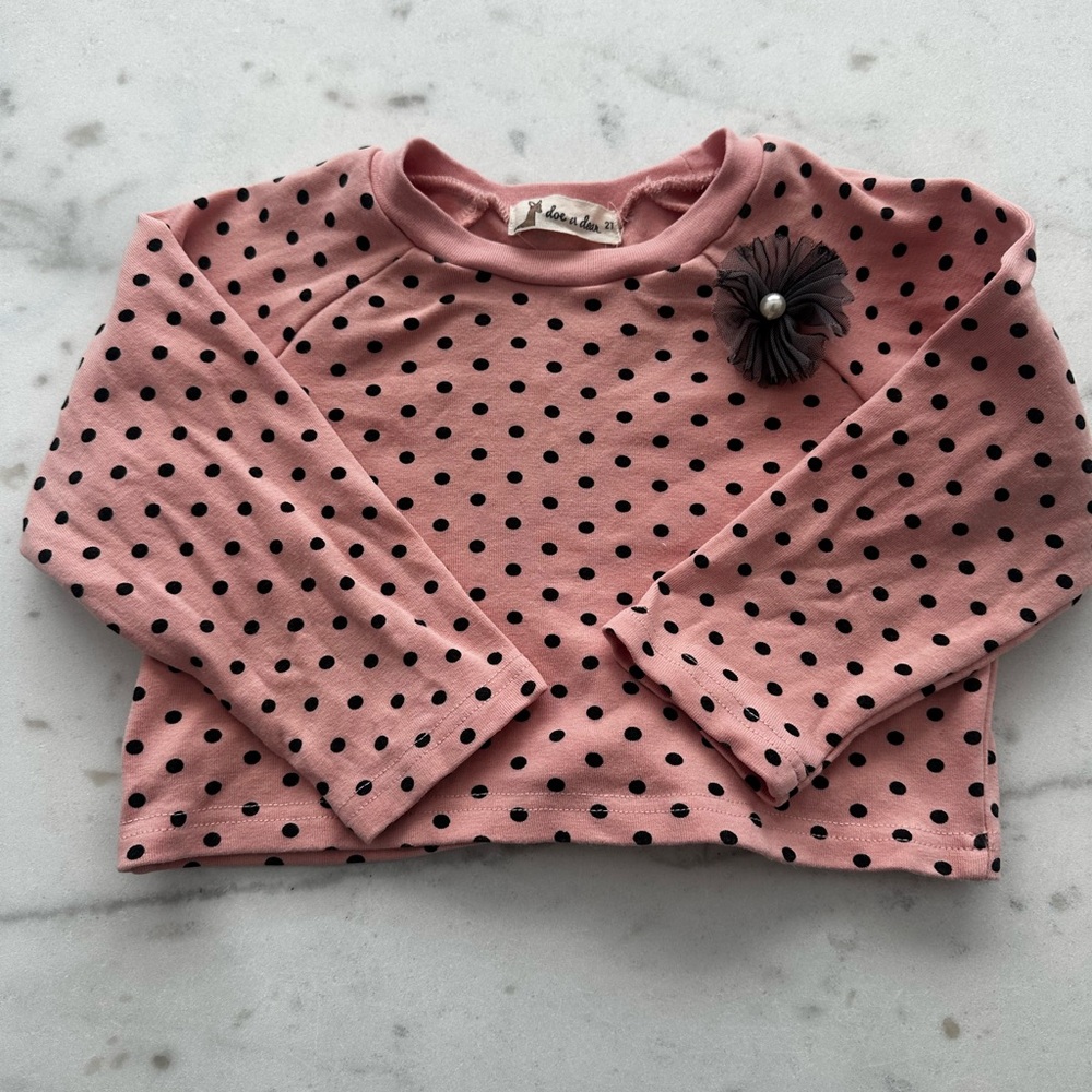Doe a Dear Pink Polka Dot Kids Top 2T